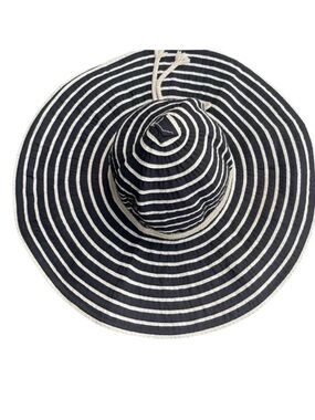 La Vie En Rose Aqua Black/Cream Optical Illusion Floppy Wide Brim Sun Hat
